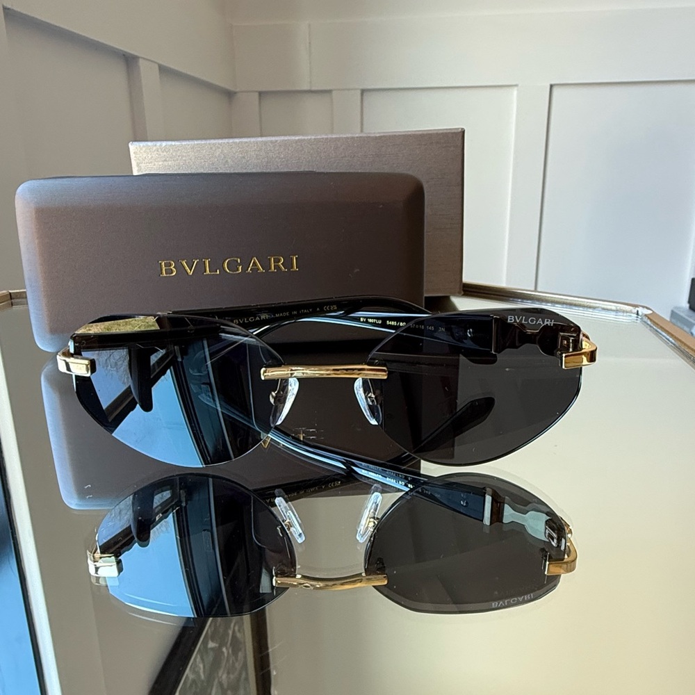Bulgari Black Sunglasses with Gold Accents